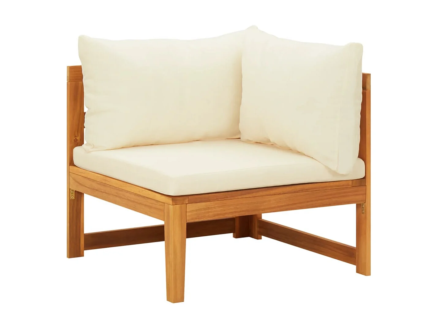 2-tlg. Garten-Sitzgruppe: Sofa + Tisch | Garten-Lounge-Set mit Kissen Cremeweiß Akazienholz -GKD347890