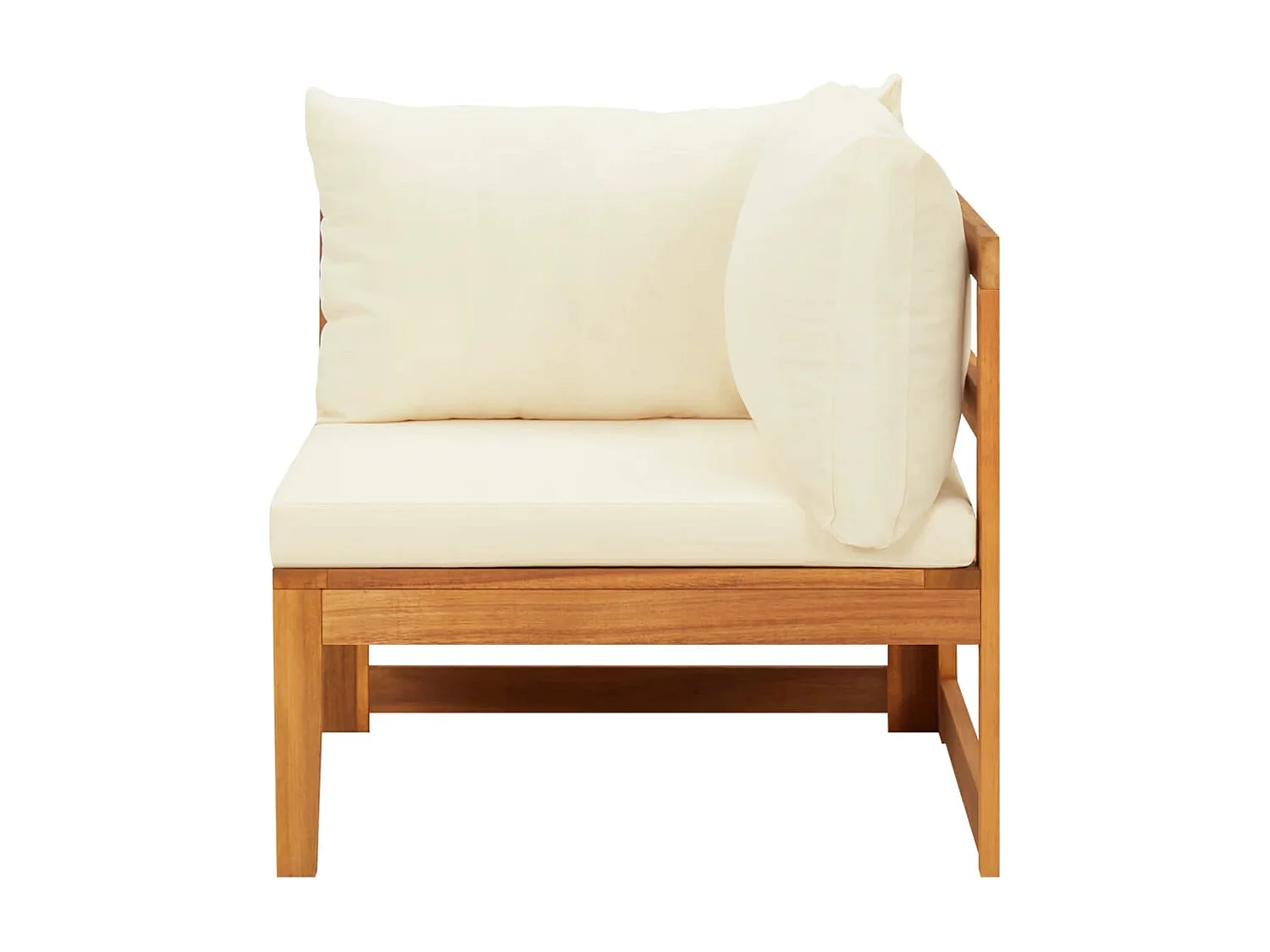 2-tlg. Garten-Sitzgruppe: Sofa + Tisch | Garten-Lounge-Set mit Kissen Cremeweiß Akazienholz -GKD347890