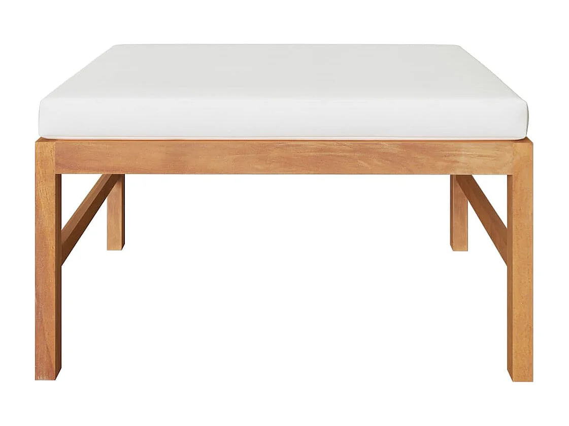 3-tlg. Garten-Sitzgruppe: Sofa + Tisch | Garten-Lounge-Set mit Creme Kissen Teakholz -GKD799370