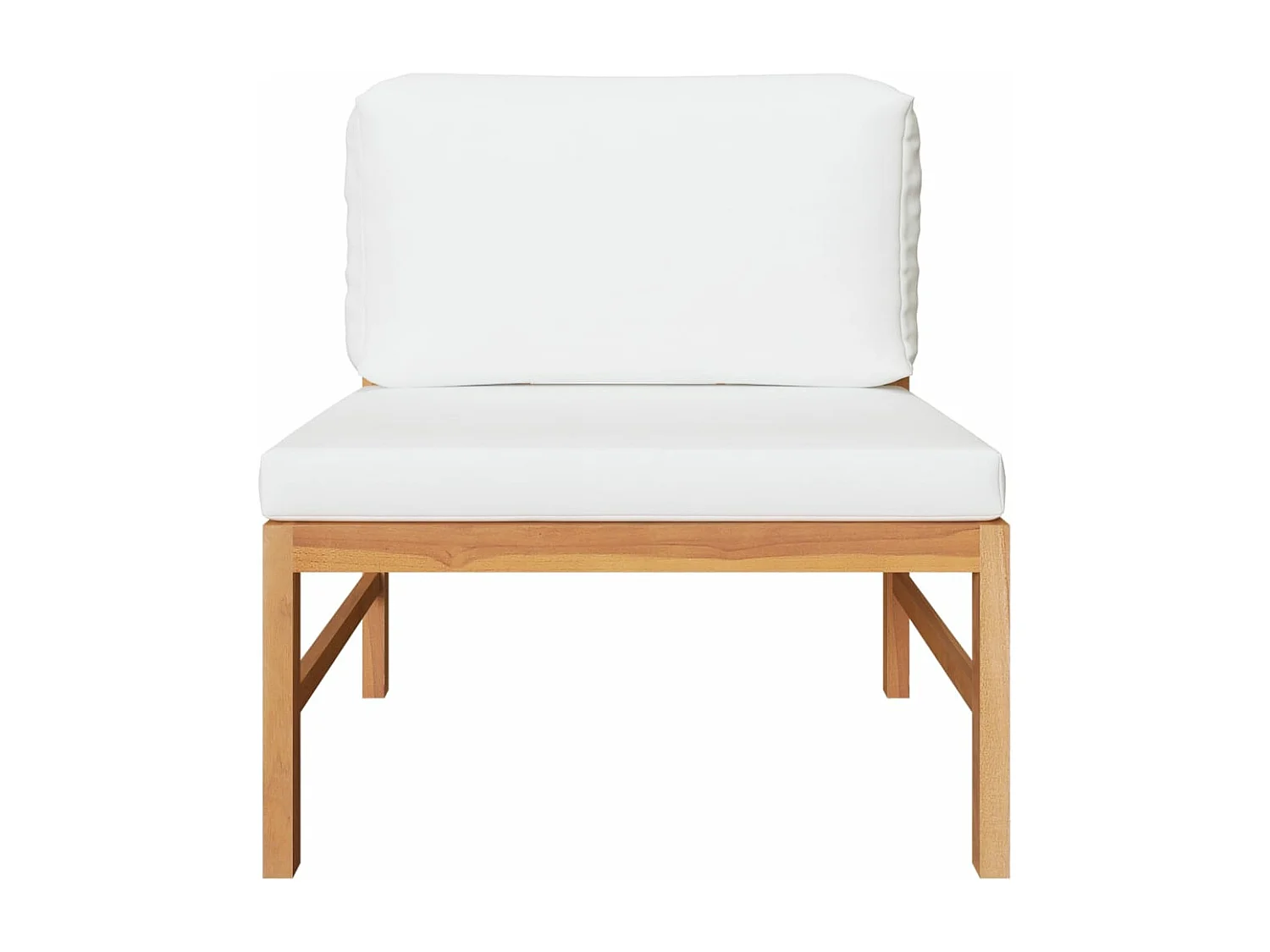 2-tlg. Garten-Sitzgruppe: Sofa + Tisch | Garten-Lounge-Set mit Creme Kissen Teakholz -GKD472864