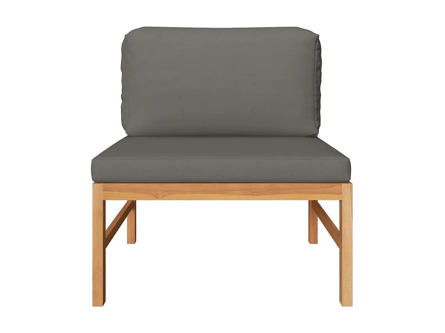 2-tlg. Garten-Sitzgruppe: Sofa + Tisch | Garten-Lounge-Set mit Dunkelgrauen Kissen Teakholz -GKD823071