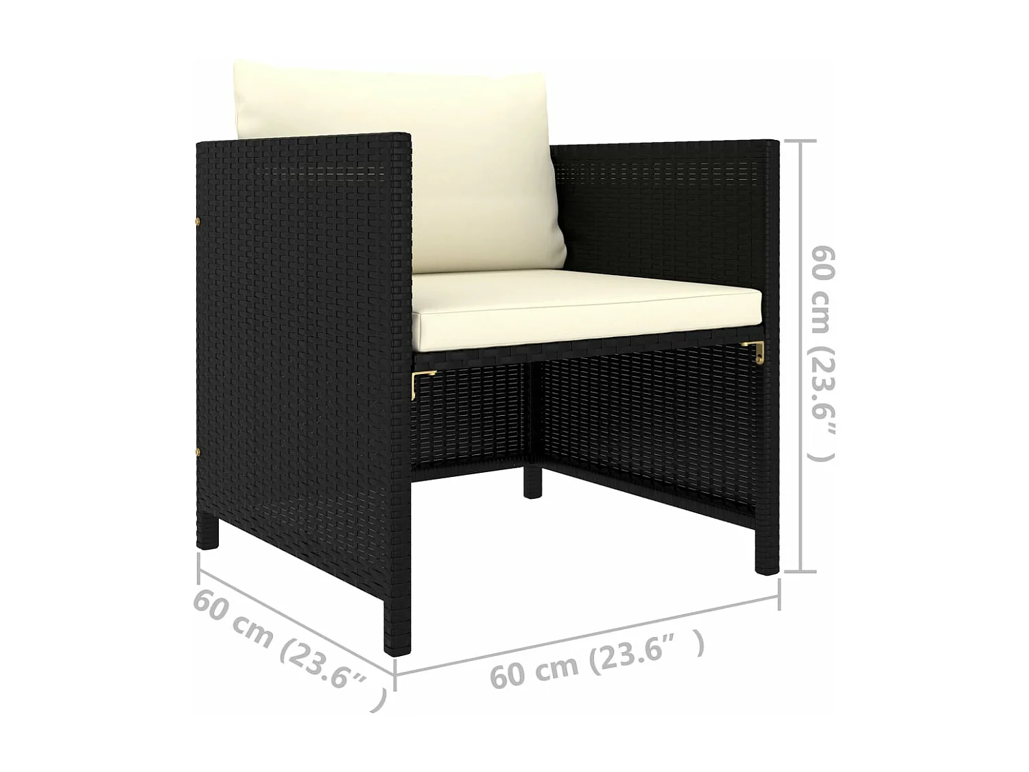 Poltrona da Giardino con Cuscini in Polyrattan Nero FECD685038