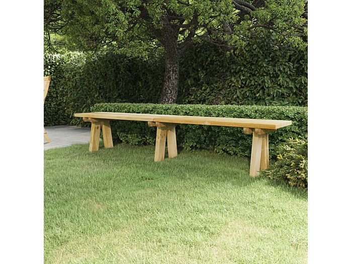 Panchina Da Giardino In Legno Di Pino Massello Con Base Gabbione - 43x44x42 Cm - Foto 5