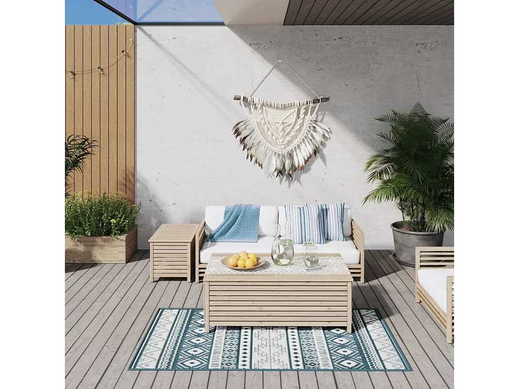 Tappeto da Esterno Aqua e Bianco 80x150 cm Design Reversibile CFW37258