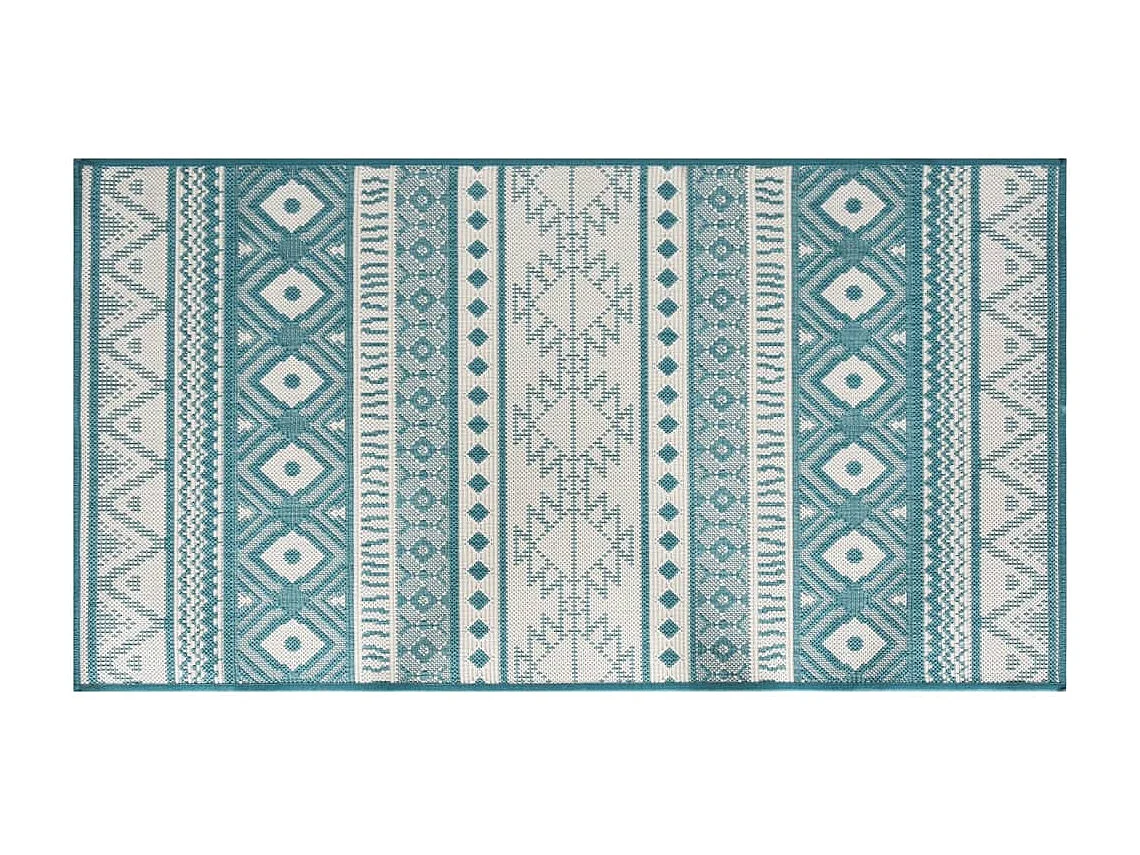 Tappeto da Esterno Aqua e Bianco 80x150 cm Design Reversibile CFW37258