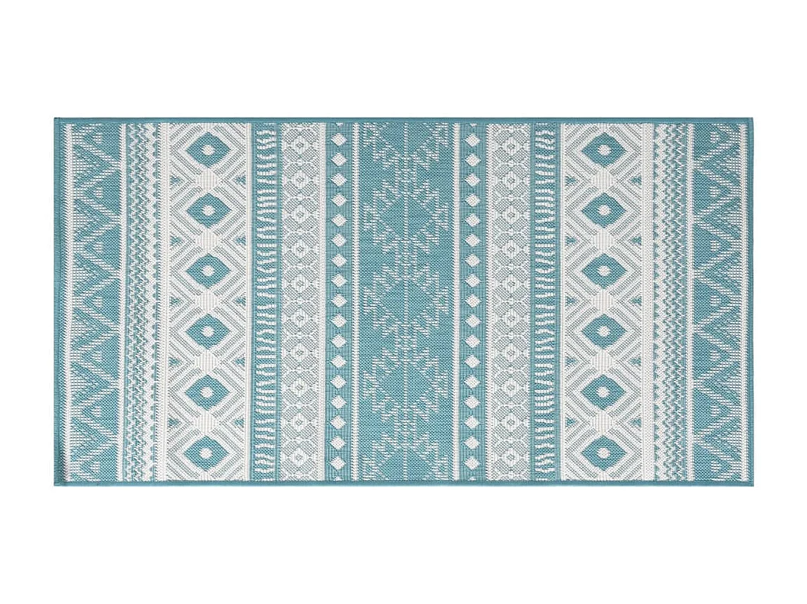 Tappeto da Esterno Aqua e Bianco 80x150 cm Design Reversibile CFW37258