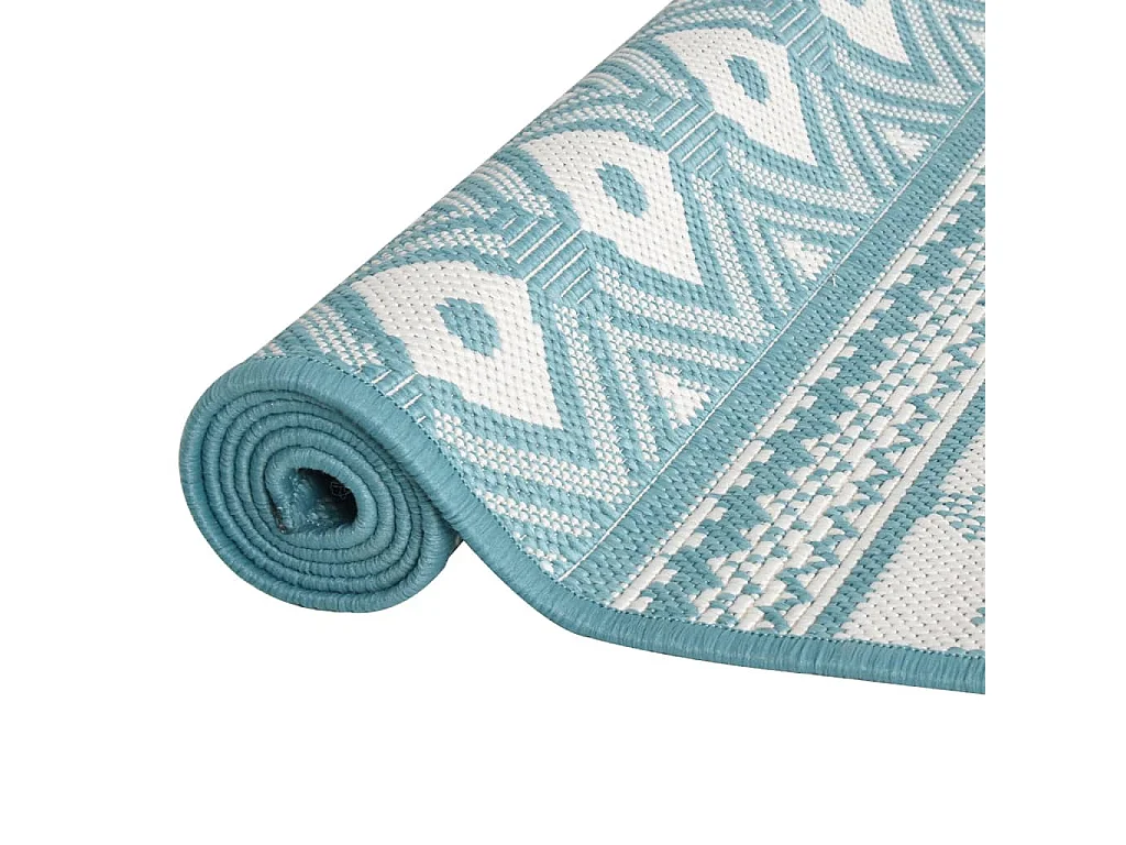 Tappeto da Esterno Aqua e Bianco 80x150 cm Design Reversibile CFW37258