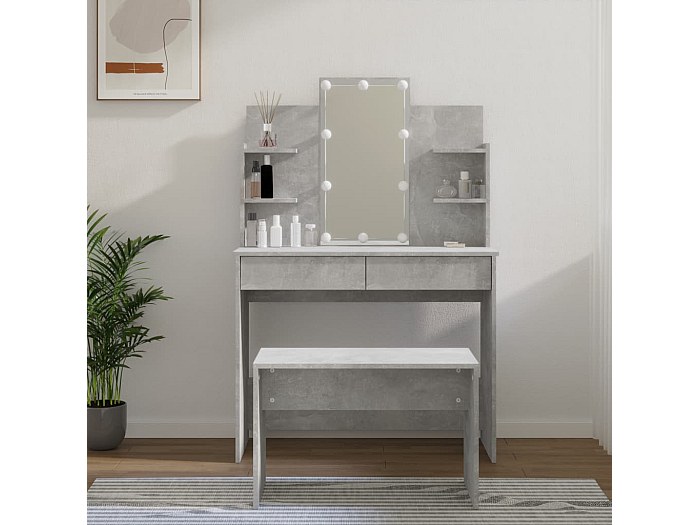 Set Tavolo E Sgabello Da Trucco Per Bambini, Toeletta Da Trucco Per Bambini Con Specchio Pieghevole Cassetto Bianco