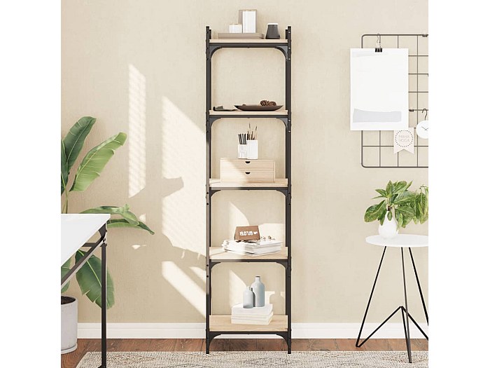 COTUBLR Libreria A 5 Ripiani 60x30x160 Cm: Scaffale Moderno Con Struttura A X, Per Soggiorno E Ufficio, Nero - 2