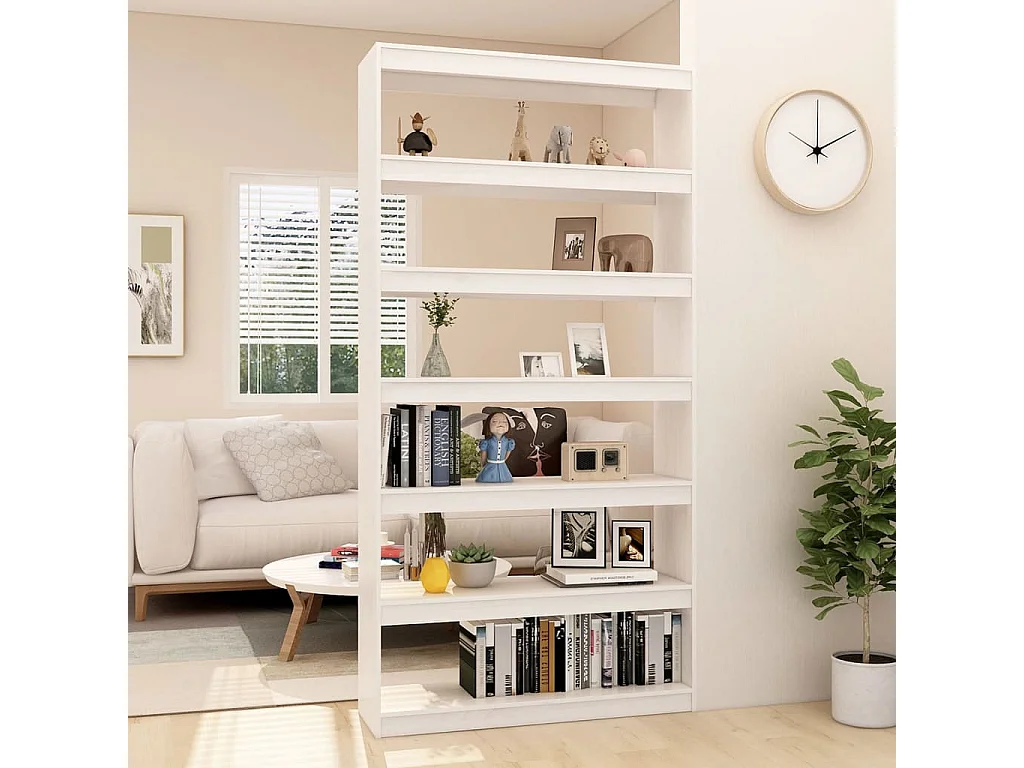 Bücherregal/Bücherschrank,Raumteiler Weiß 100x30x200 cm Kiefer Massivholz -gkd934386