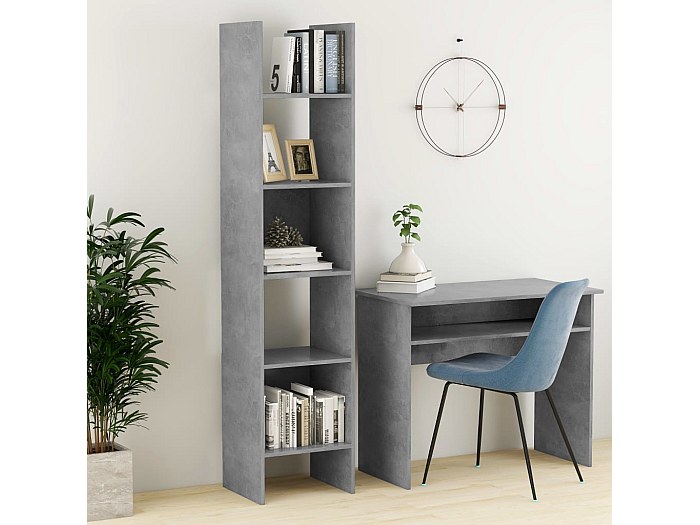 Libreria A 5 Ripiani,Scaffale,Armadio Per Libri Grigio Cemento 60x24x175 Cm In Truciolato Mci276983 Maisonchic 75044145