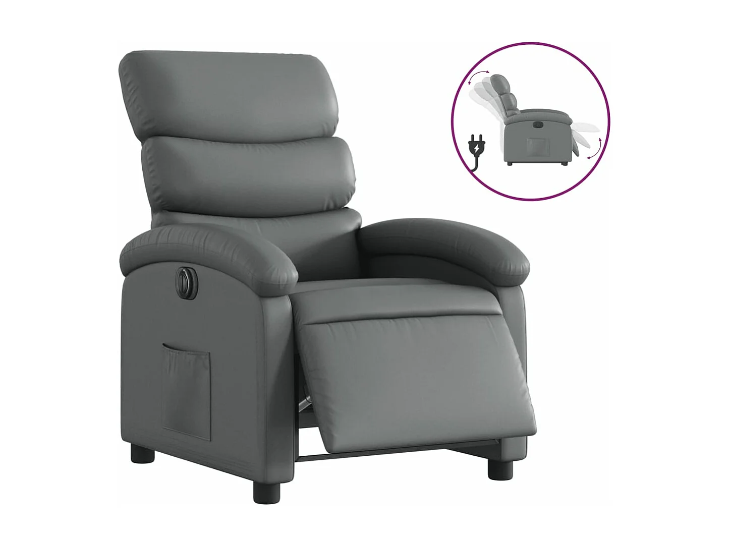 Poltrona relax Reclinabile Elettrica Grigia in Similpelle CFW33438