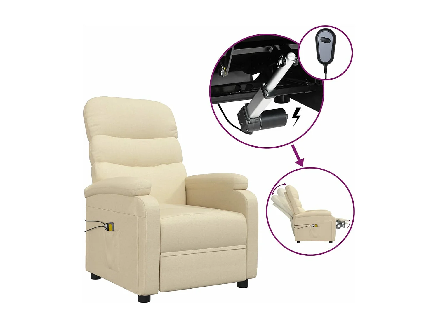 Massagesessel,Relaxsessel Elektrisch Creme Stoff -gkd596624