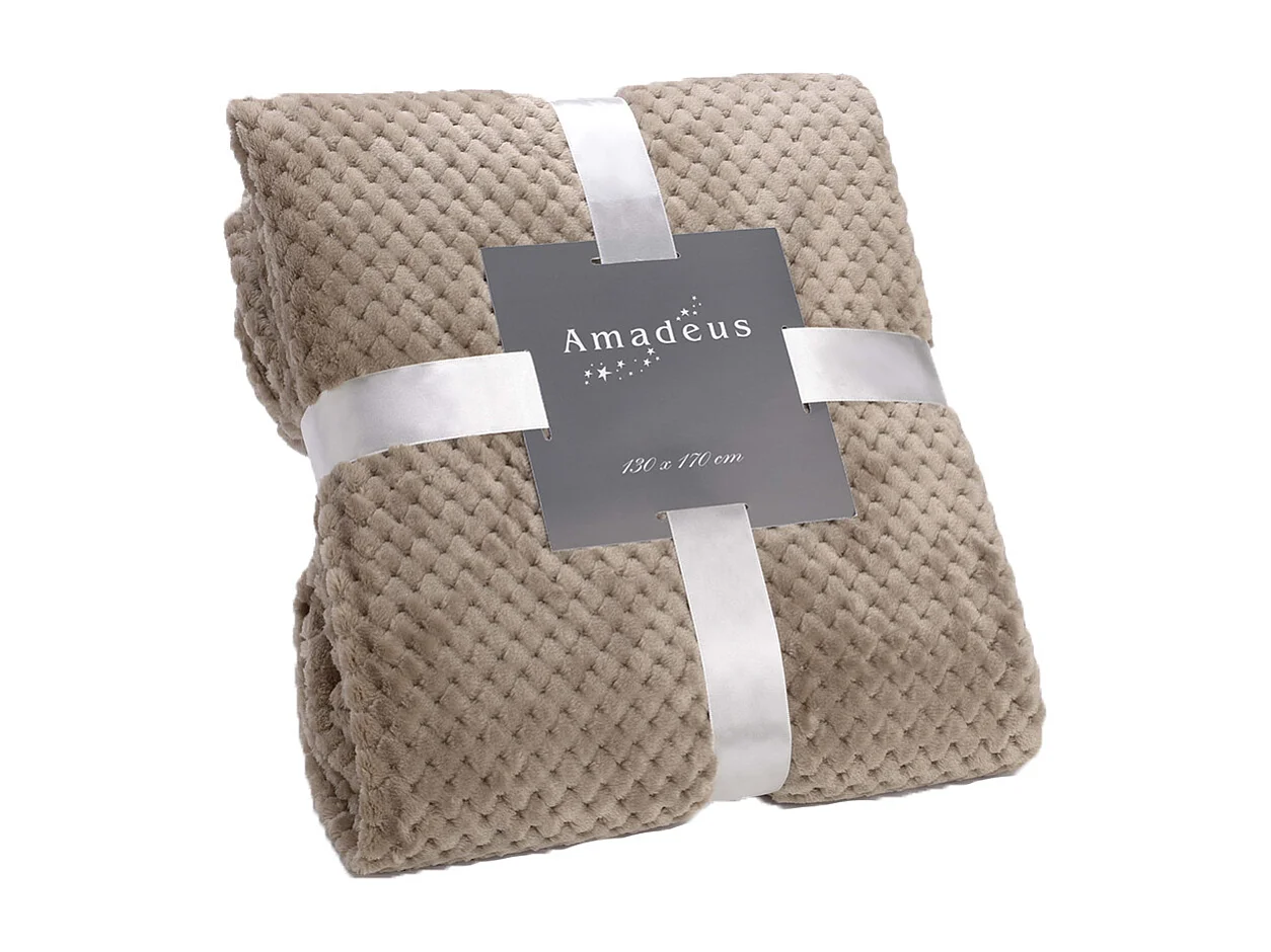 Plaid Damier Taupe doublé en Polyester 130x170 cm