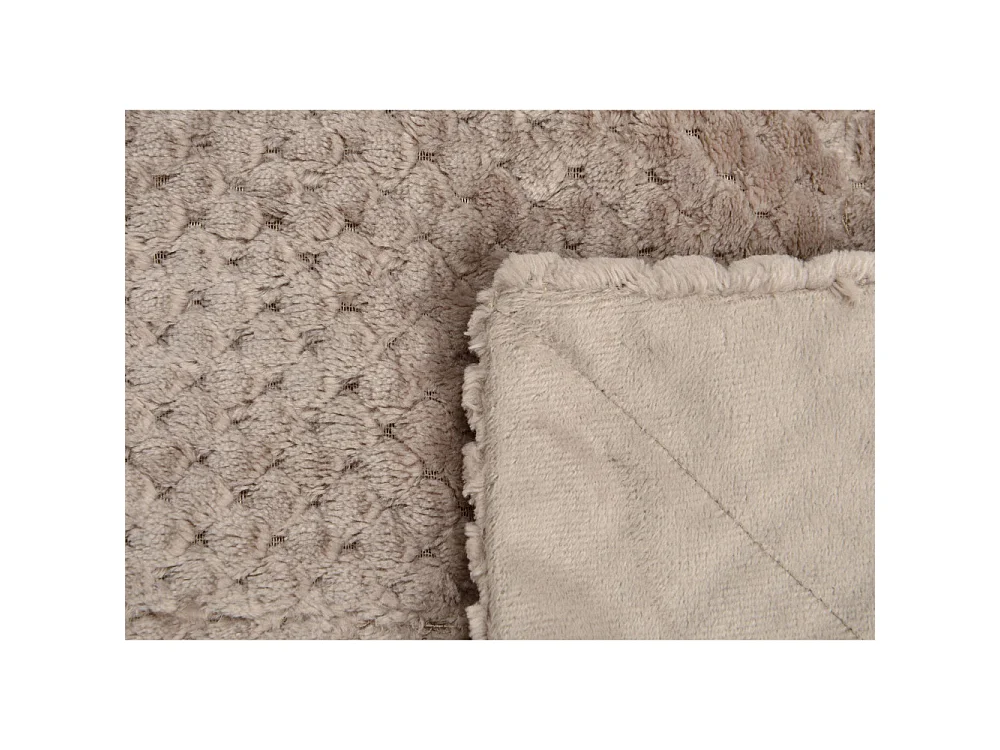 Plaid Damier taupe doublé en polyester 130x170 cm