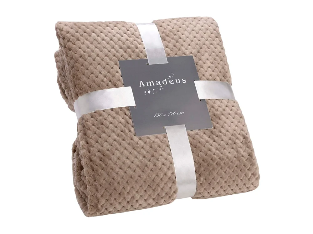 Plaid Damier taupe doublé en polyester 130x170 cm