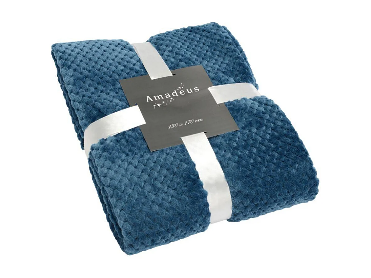 Plaid damier 130x170 bleu nuit