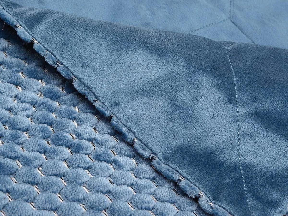 Plaid damier 130x170 bleu nuit