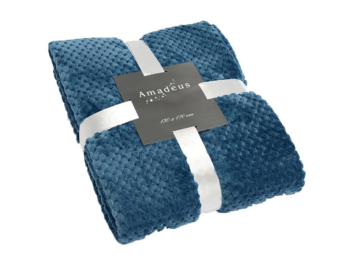 Plaid damier 130x170 bleu nuit