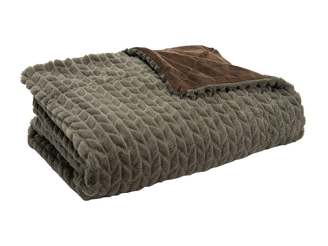 Plaid Chevron kaki 130 cm x 170 cm