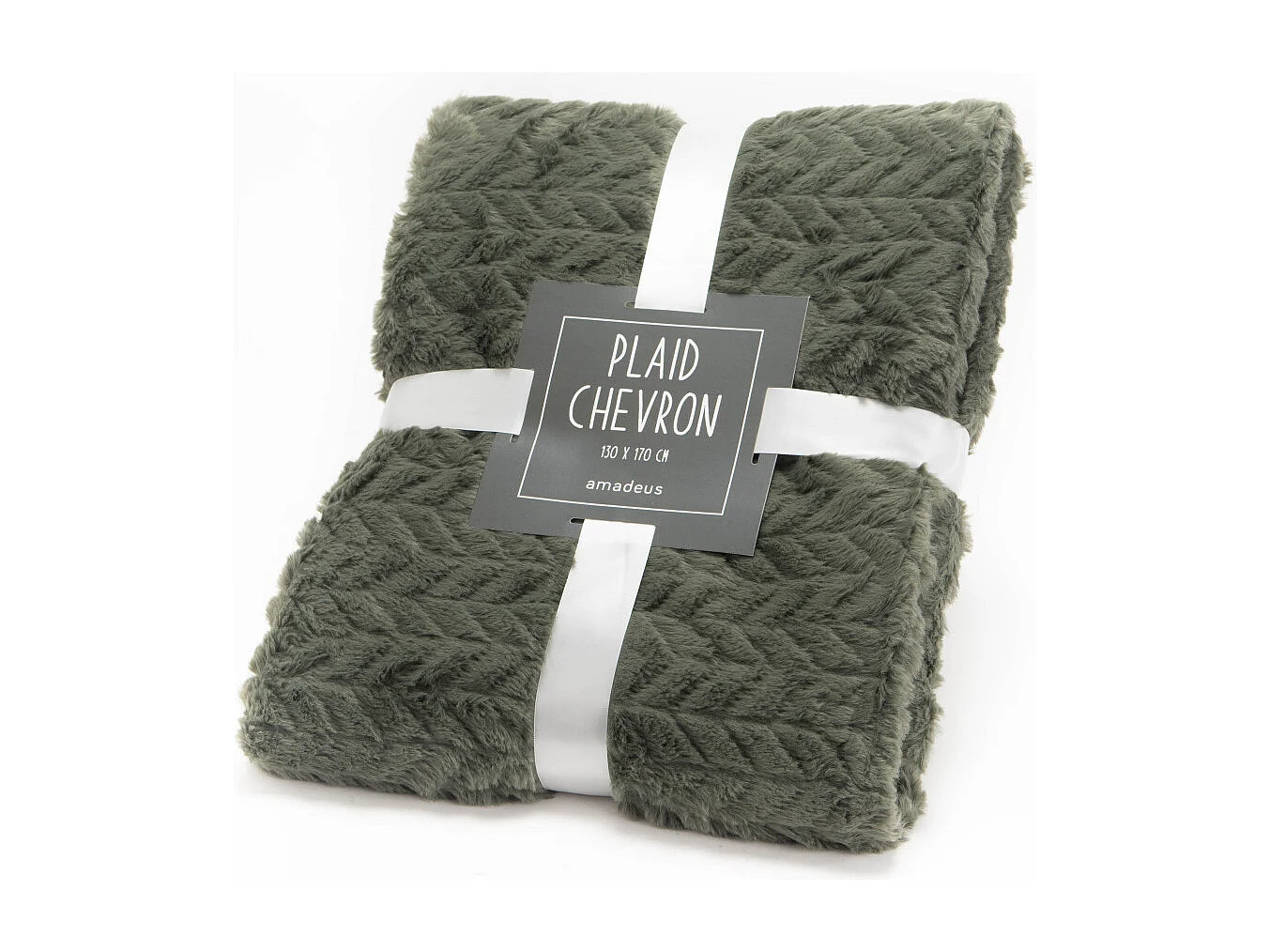 Plaid Chevron kaki 130 cm x 170 cm