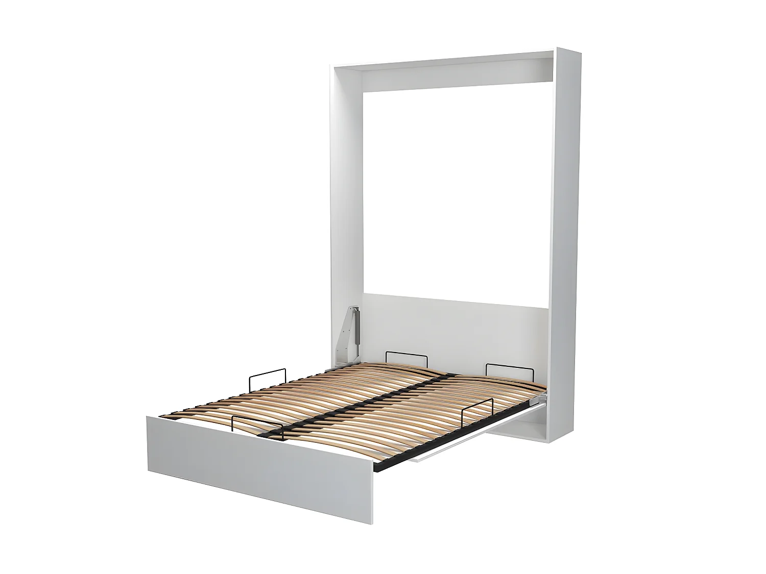 Armoire lit escamotable DYNAMO blanc mat Ouverture assistée et pied automatique, couchage 140*200 cm