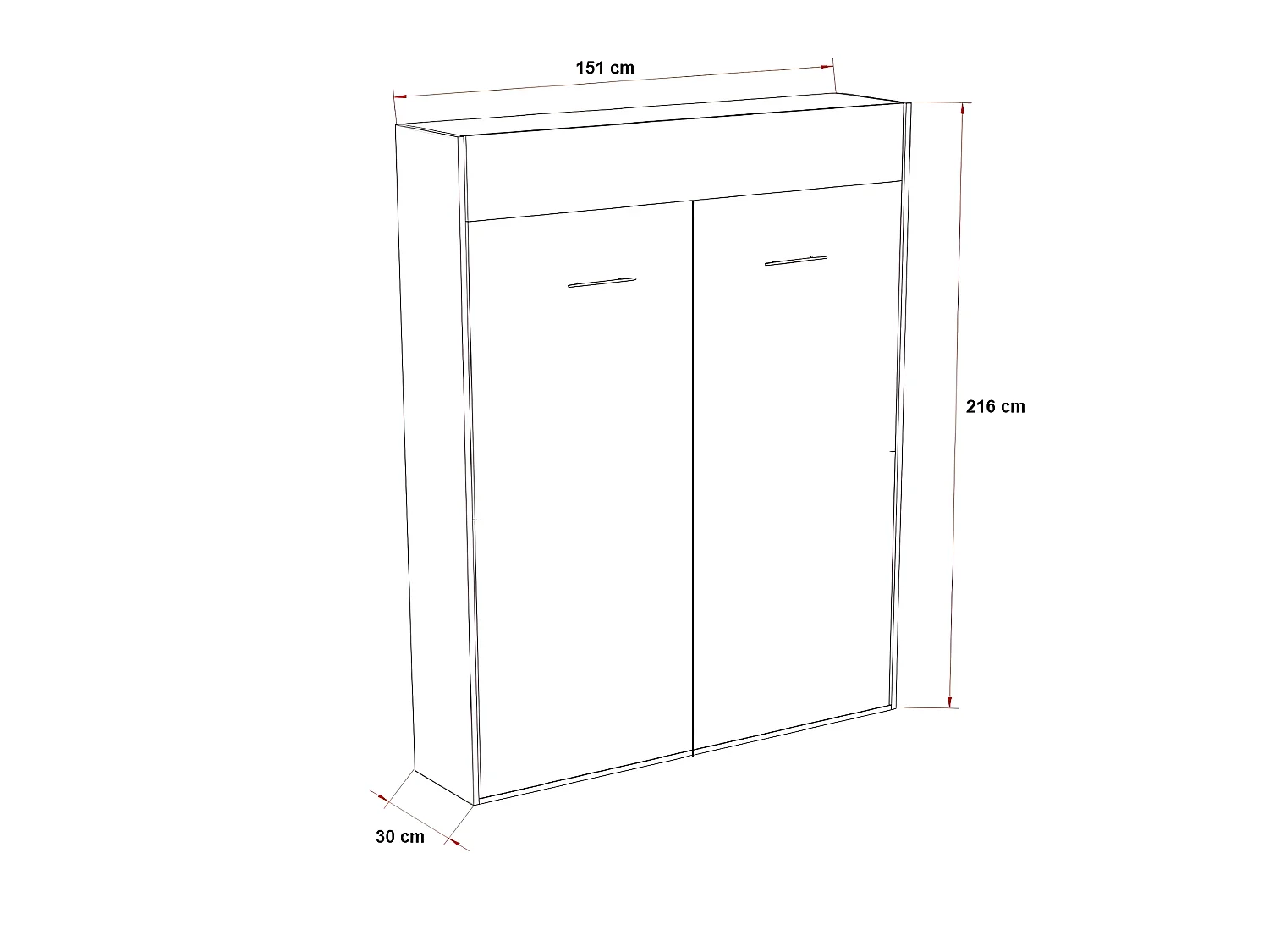 Armoire lit escamotable DYNAMO blanc mat Ouverture assistée et pied automatique, couchage 140*200 cm