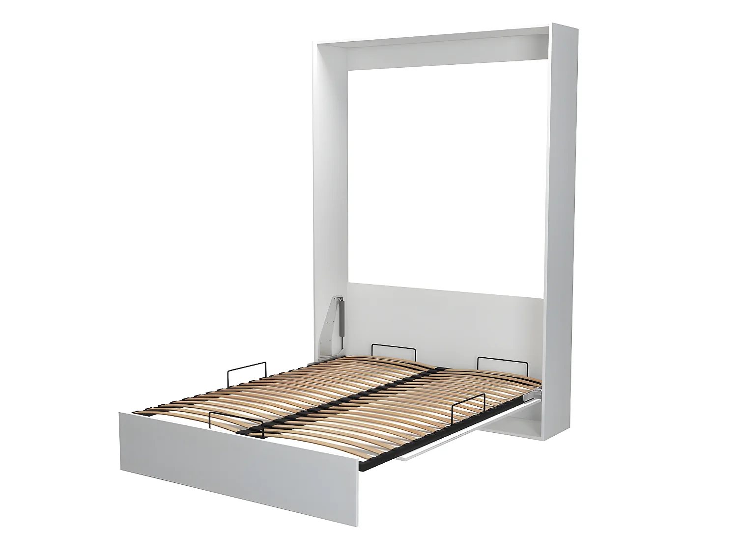 Armoire lit escamotable DYNAMO blanc mat Ouverture assistée et pied automatique, couchage 140*200 cm