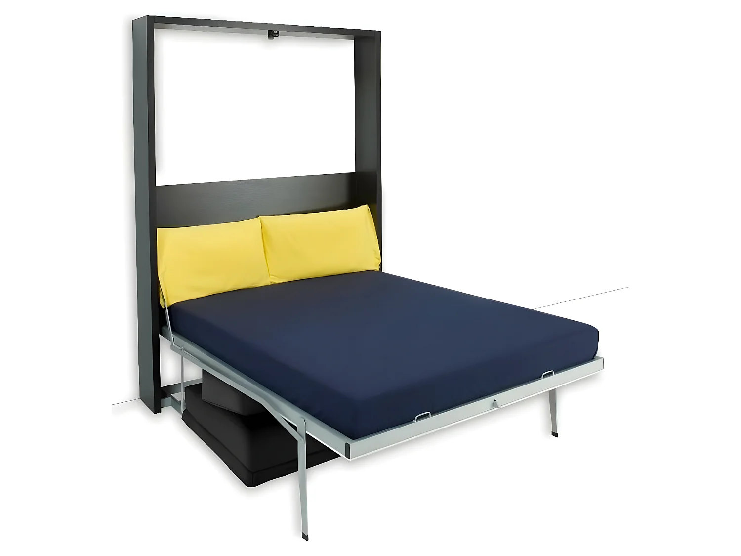 Armoire lit escamotable HOUDINI FLASH 140 blanche mate canapé tissu tweed beige