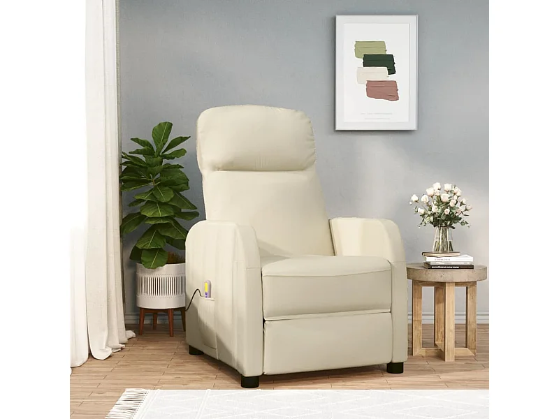 Poltrona Massaggiante Bianco Crema in Similpelle CFW93178