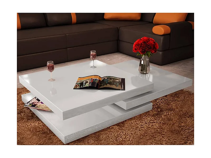 Tavolino da Salotto a 3 Livelli Bianco Lucido CFW76115