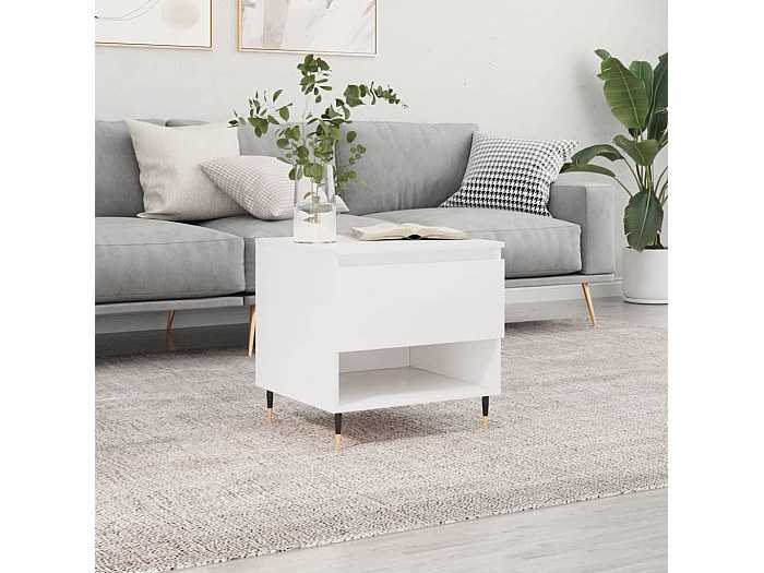 Tavolino Moderno In Vetro E Bianco Lucido - Design Elegante Per Salotto - Foto 4