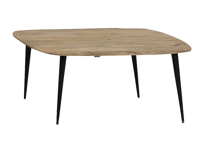 Mesa de centro losangular de madera de mango y metal Aimée con almacenamiento - estilo industrial