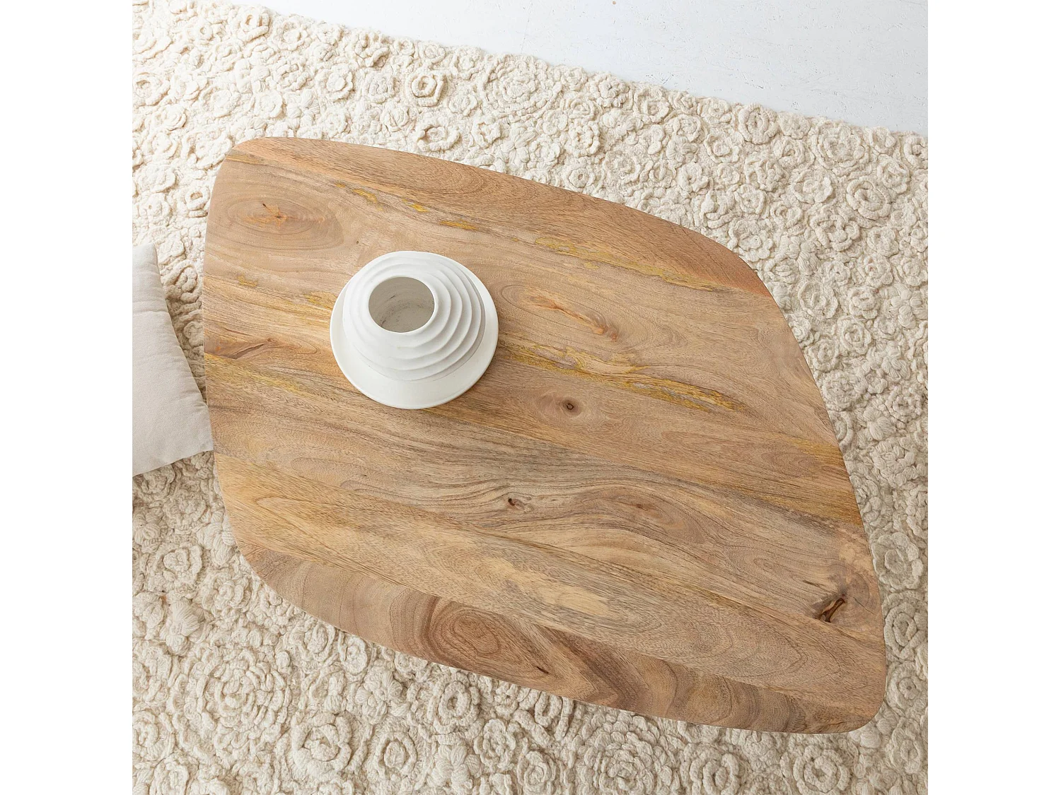 Table basse losange en bois de manguier et métal Aimée