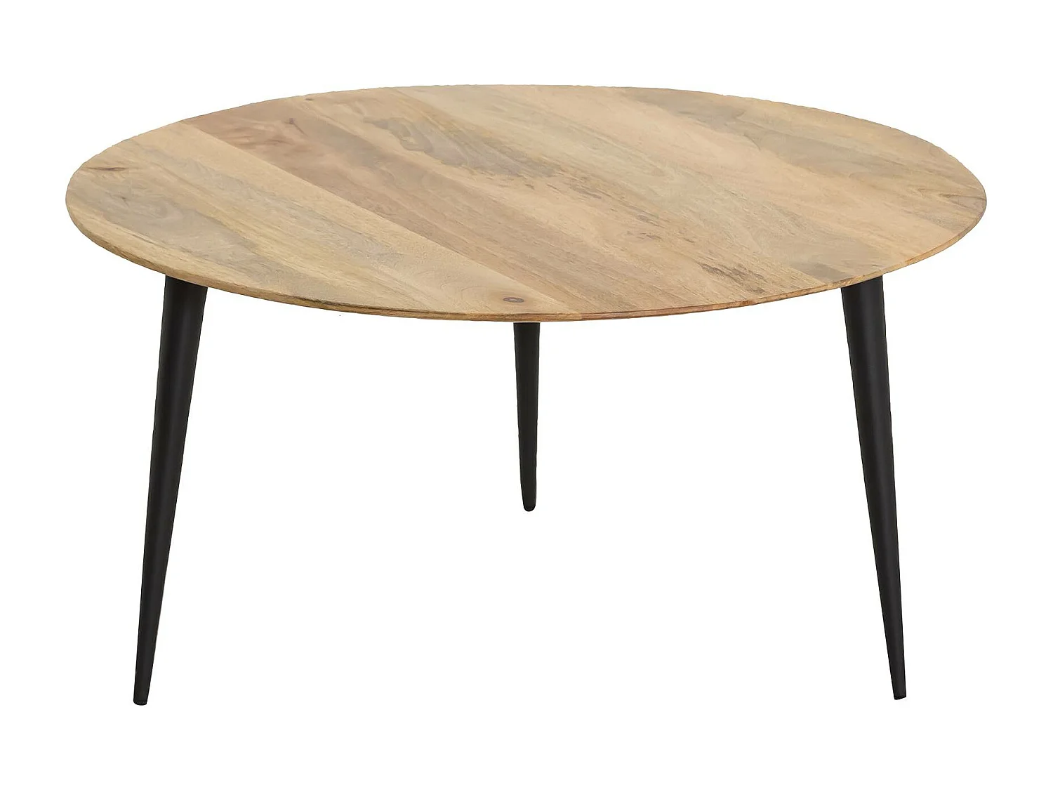 Mesa de centro redonda de madera de mango y metal Aimée con almacenamiento - estilo industrial