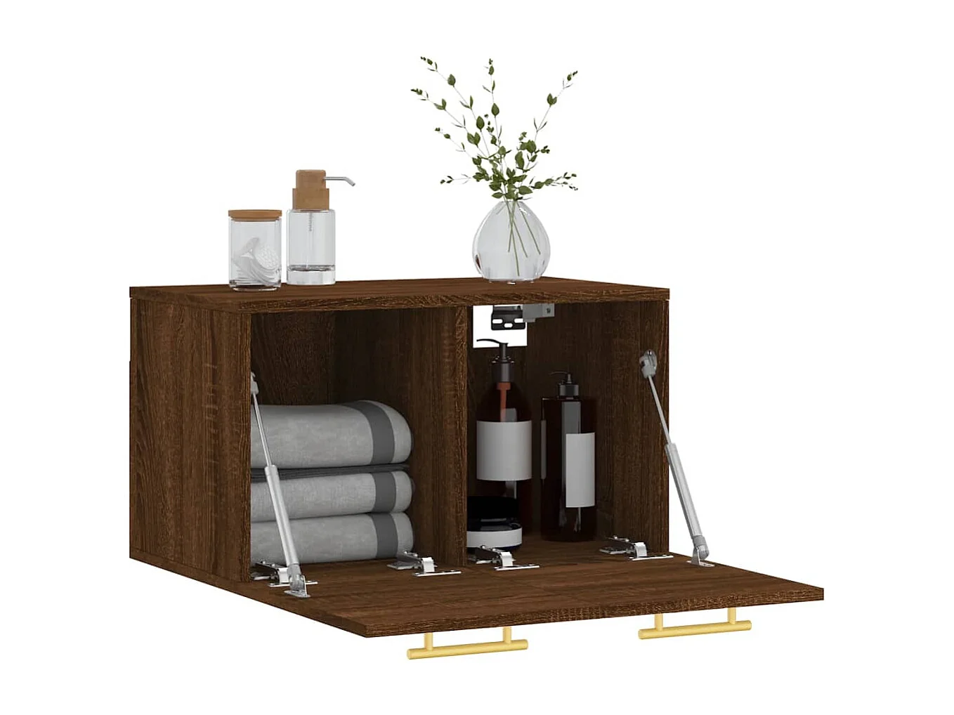 Wandschrank,Wandhängeschrank Braun Eichen-Optik 60x36,5x35cm Holzwerkstoff -gkd900396