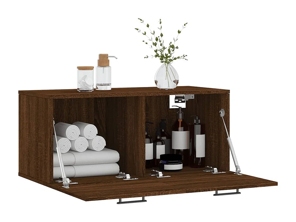 Wandschrank,Wandhängeschrank Braun Eichen-Optik 80x36,5x35 cm Holzwerkstoff -gkd924597