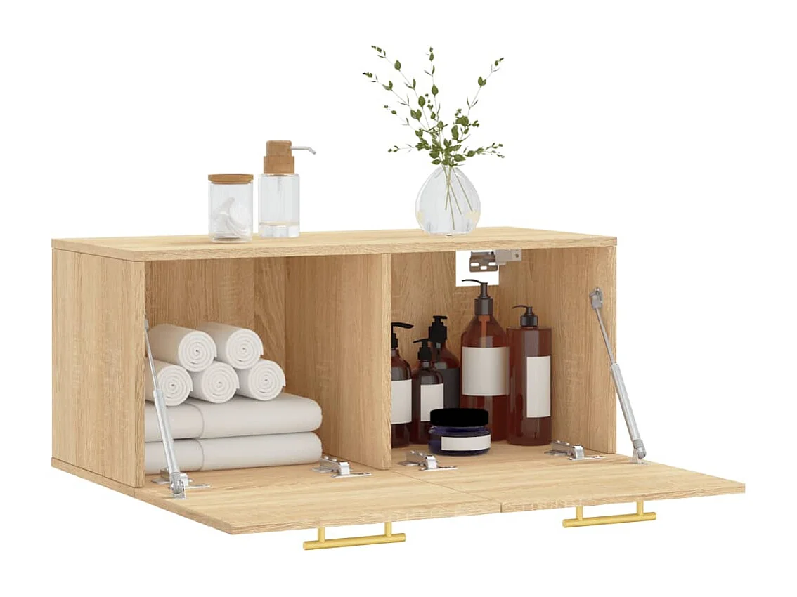 Wandschrank,Wandhängeschrank Sonoma-Eiche 80x36,5x35 cm Holzwerkstoff -gkd751253