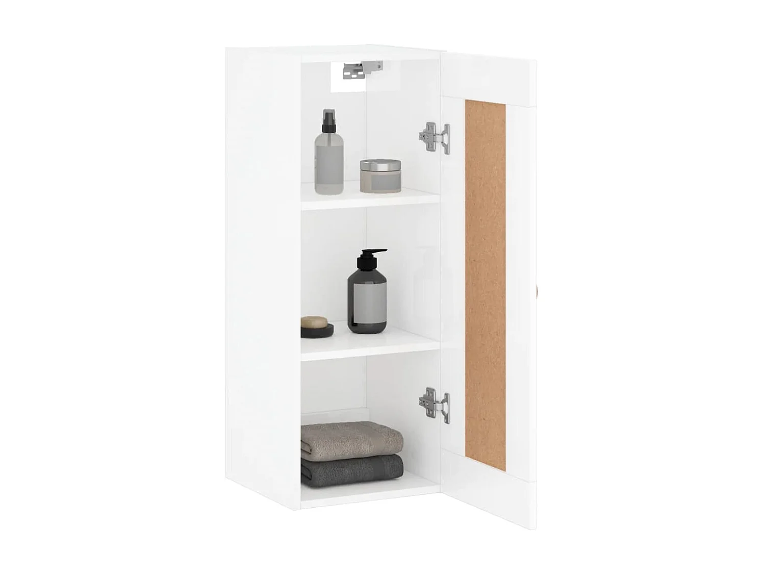 Wandschrank,Wandhängeschrank Hochglanz-Weiß 34,5x34x90 cm Holzwerkstoff -gkd275084