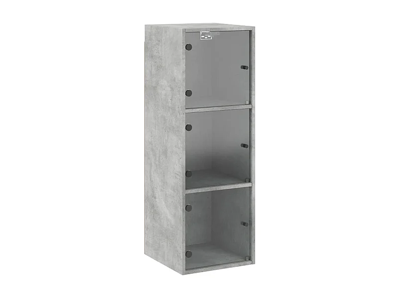 Wandschrank,Wandhängeschrank mit Glastüren Betongrau 35x37x100 cm -gkd384105
