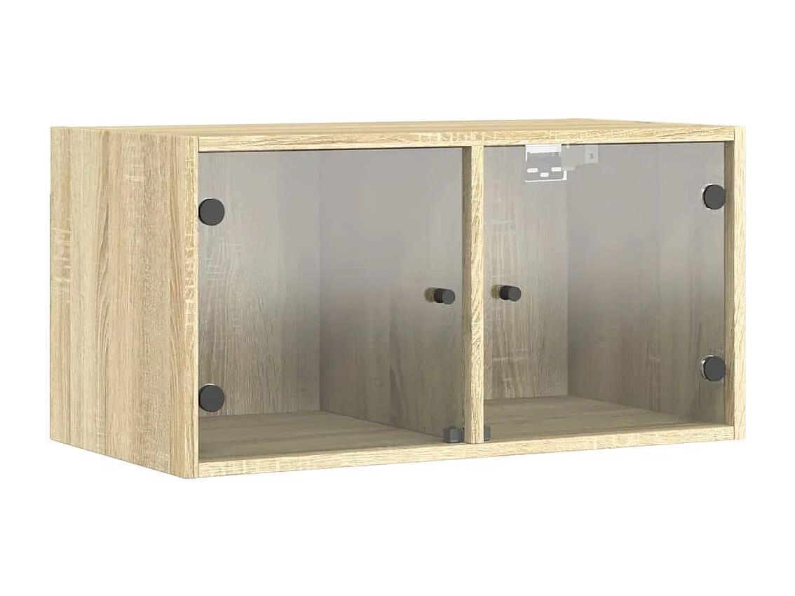 Wandschrank,Wandhängeschrank mit Glastüren Sonoma-Eiche 68,5x37x35 cm -gkd596150
