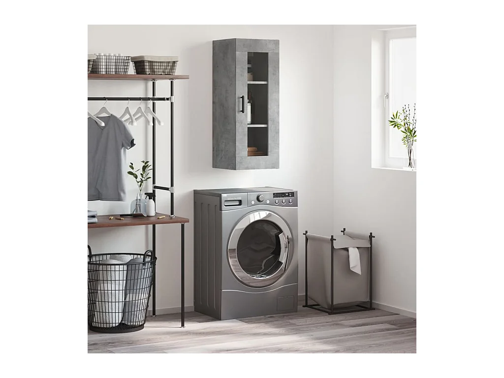 Wandschrank,Wandhängeschrank Betongrau 34,5x34x90 cm -gkd890023