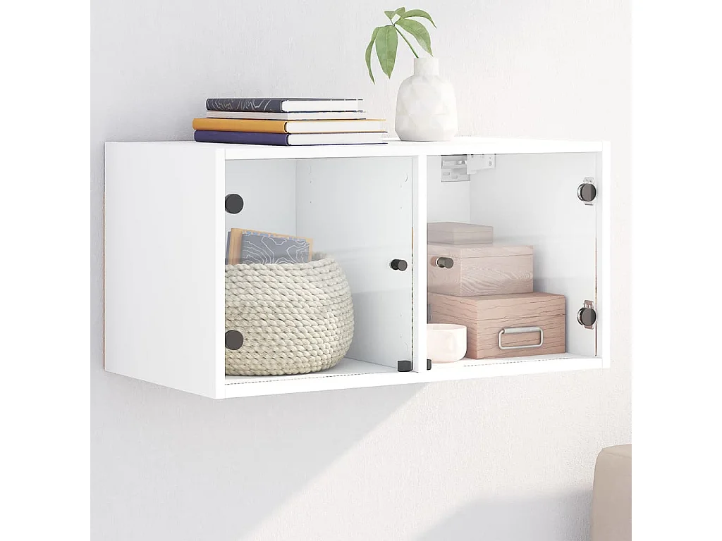 Wandschrank,Wandhängeschrank mit Glastüren Weiß 68,5x37x35 cm -gkd958067