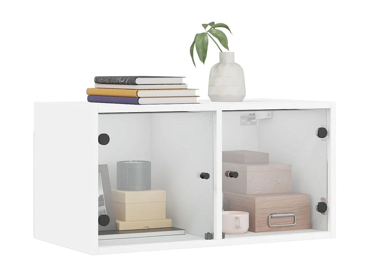Wandschrank,Wandhängeschrank mit Glastüren Weiß 68,5x37x35 cm -gkd958067