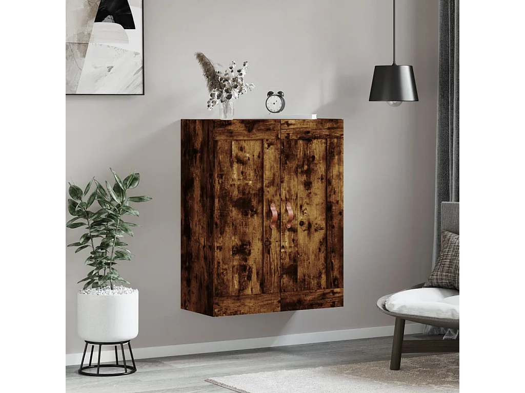 Wandschrank,Wandhängeschrank Räuchereiche 69,5x34x90 cm Holzwerkstoff -gkd713003