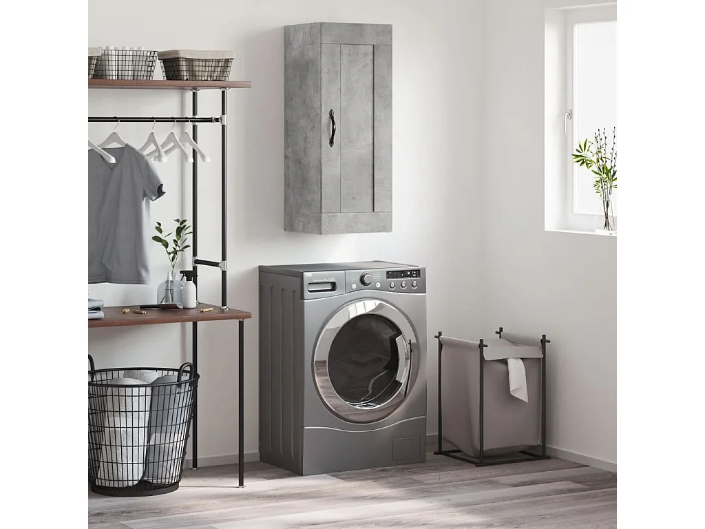 Wandschrank,Wandhängeschrank Betongrau 34,5x34x90 cm Holzwerkstoff -gkd679493