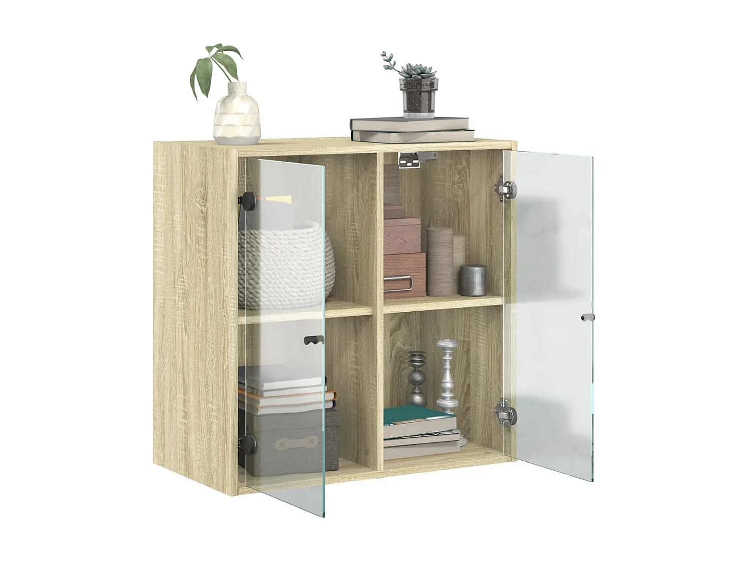 Wandschrank,Wandhängeschrank mit Glastüren Sonoma-Eiche 68x37x68,5 cm -gkd589887