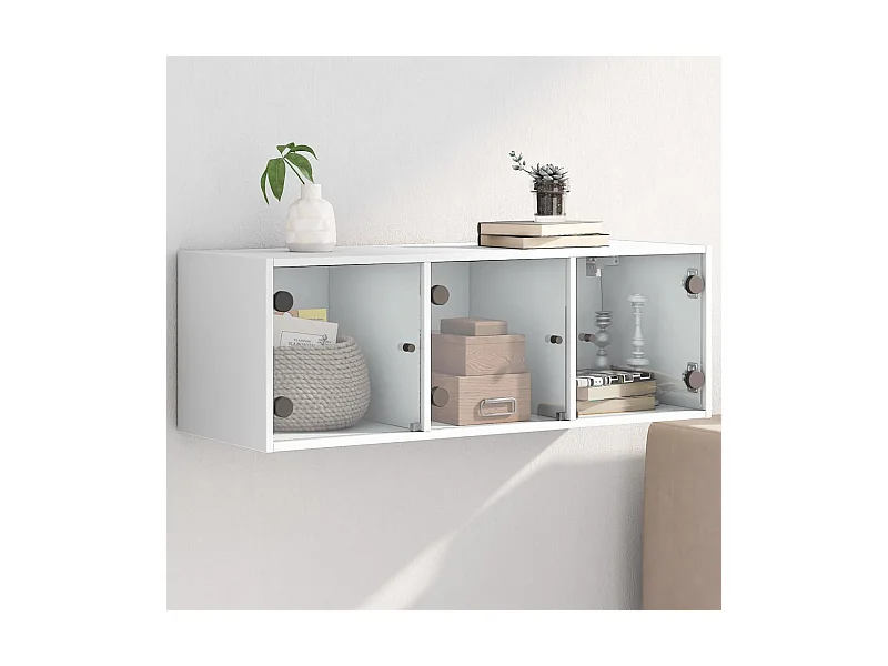 Wandschrank,Wandhängeschrank mit Glastüren Weiß 102x37x35 cm -gkd927486