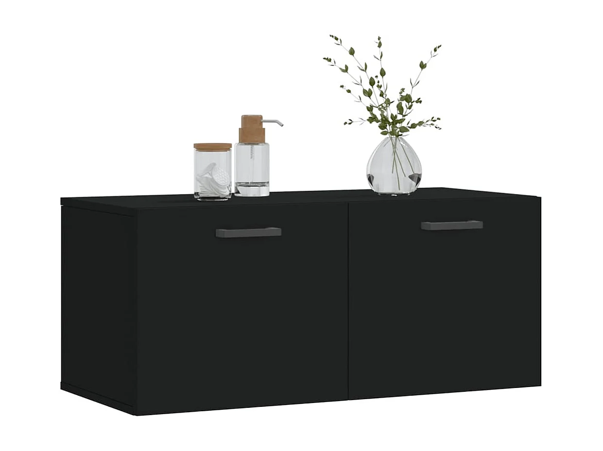 Wandschrank,Wandhängeschrank Schwarz 80x36,5x35 cm Holzwerkstoff -gkd101943