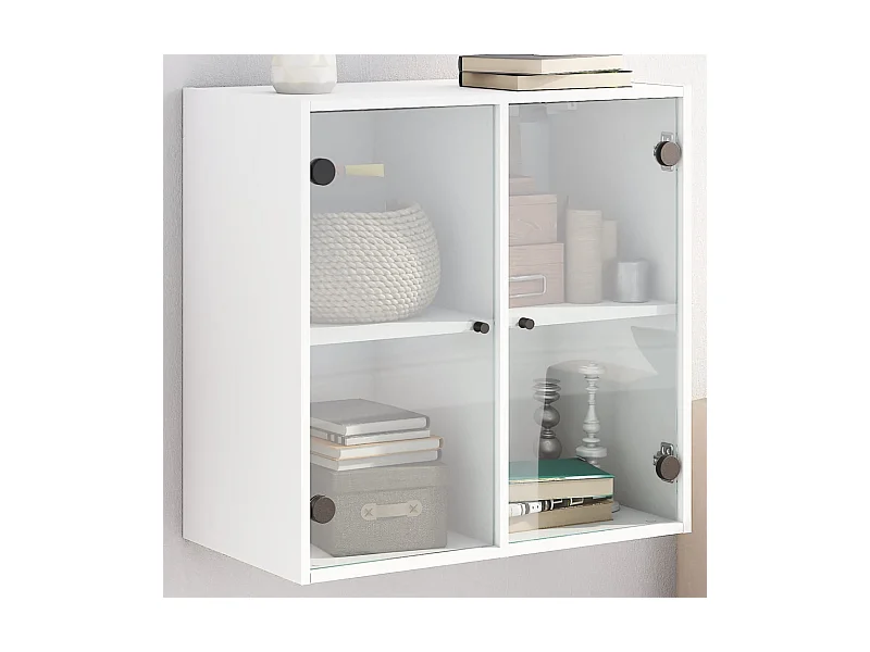Wandschrank,Wandhängeschrank mit Glastüren Weiß 68x37x68,5 cm -gkd352347